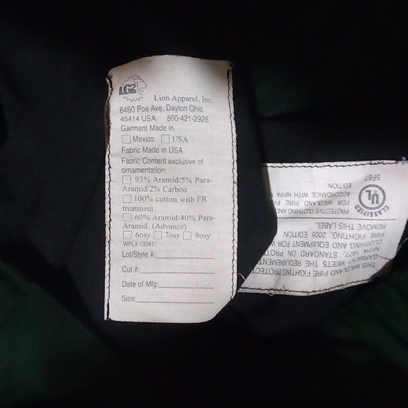 Lions Apparel Mens Flame Resistant Pants for Wildlant Firefighting. - Picture 3 of 3